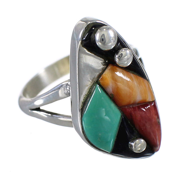 Sterling Silver Multicolor WhiteRock Ring Size 6-1/2 WX81943